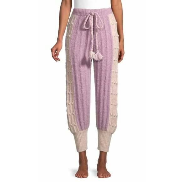 LOVESHACKFANCY Landana Wool Knit Bauble Jogger Pants Lavender Size L NWT $395 - Picture 1 of 12